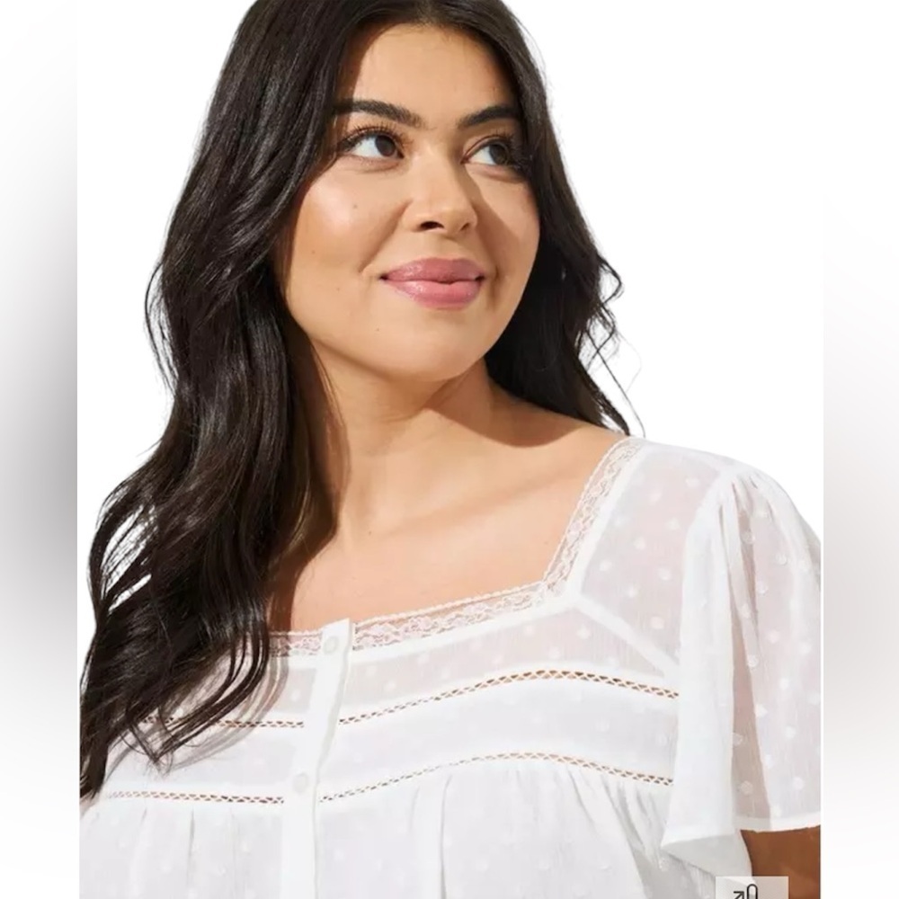 Torrid Chiffon Clip Dot Button-Front Blouse Size 2X NWT - Picture 4 of 11